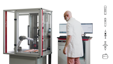 Automatisiertes Prüfsystem für die flexible Prüfung von Autoinjektoren, Pens, Spritzen, NSC oder OBDS