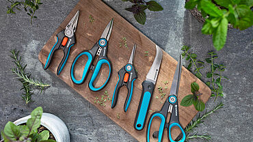 A selection of cutting and pruning tools from GARDENA