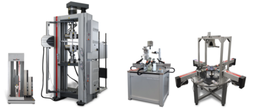 Máquinas de ensaio biaxiais para ensaios de dois eixos (tração ou compressão em combinação com torção) ou ensaios de tração biaxial cruciforme (também ensaio de tração de dois eixos)