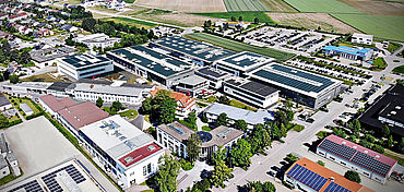 ZwickRoell Material- und Werkstoffprüfung: Luftaufnahme des ZwickRoell Headquarters in Ulm / Deutschland