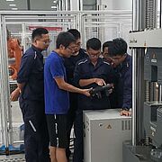 Team installing the robotic testing system