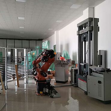The roboTest R robotic testing system is set up in the testing laboratory of Liuzhou Iron & Steel