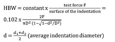 Brinell hardness testing ISO 6506: Formula for Brinell hardness calculation