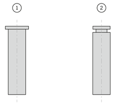 Schematisch diagram van een Jominy sample voor een Jominy test / Jominy end quench test