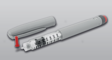 Insulin-Pen, der nach ISO 11608-1, ISO 11608-2 und ISO 11608-3 geprüft werden muss