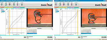 Verformung eines Dichtungsprofils: Videobild und Diagramm