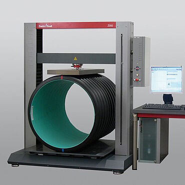 Ensayo de tuberías - Rigidez anular según la norma ISO 6696 o ASTM D2412 con máquina de ensayos de materiales ProLine