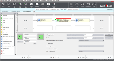 Graphical sequence editor for torsion tests (tensile-compression-torsion)