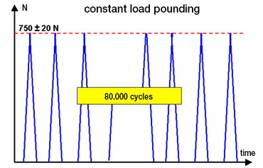 ISO 3385 Fase 2: vermoeiing met constante krachtstoten