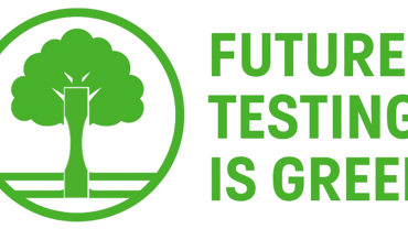 Logo Nachhaltigkeit "Future testing is green"