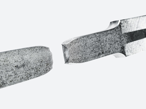 Cracked metal tensile specimen