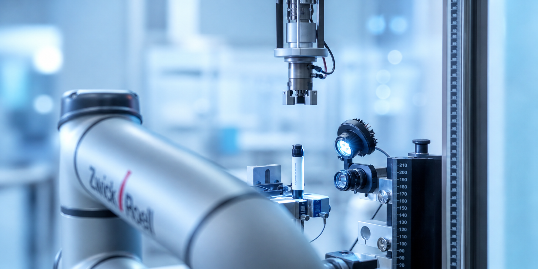 Automatisiertes Prüfsystem zur reproduzierbaren Dosisprüfung eines Medikamenten-Pens mit Greifer, Kamera und Sensorik