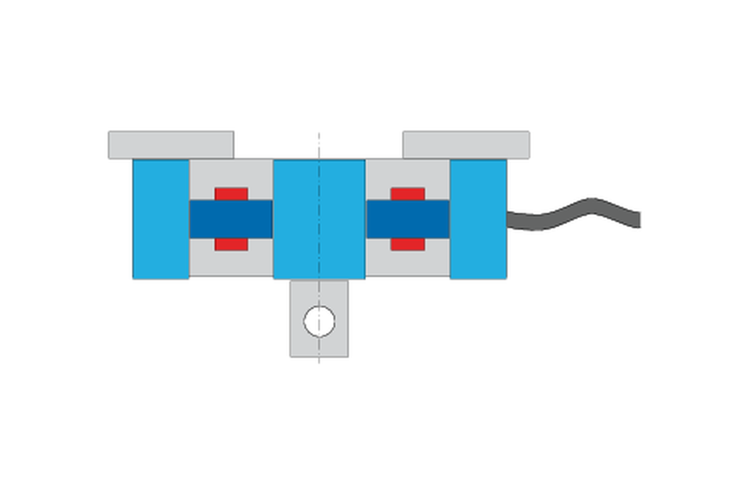 ¿Cómo funciona una célula de carga? Gráfico célula de carga gráfico con banda extensométrica sin carga