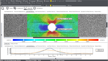 2D digital image correlation: Each analysis tool contains a selection of graphical evaluations of the digital image correlation method