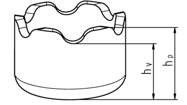 Specimen after earing test; ear peaks and valleys are measured for determination of the earing tendency.