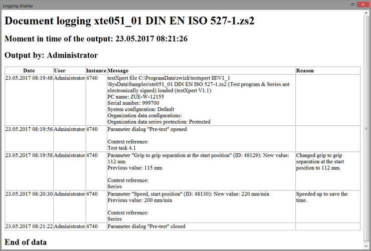 Traceable and tamperproof test results ZwickRoell