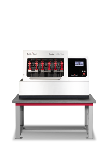 Amsler HDT/Vicat Allround Détermination de la température de fléchissement sous charge d’après les normes ISO 306, ASTM D1525 et ISO 75, ASTM D648