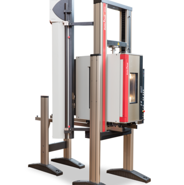 Rubber and elastomer testing system with temperature chamber and lightXtens extensometer