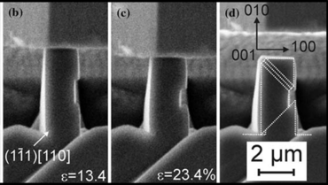 ZHN/SEM: Essai de compression sur mono-cristal de cuivre