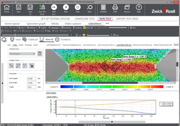 The 2D DIC virtual strain gauges can also be placed on top of each other at different angles