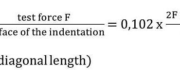Formule voor de berekening van de Vickers hardheid