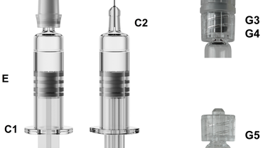 Cam şırıngalar üzerindeki 10 testin ISO 11040-4 görselleştirmesi Annex C1, C2, E, F ve G1 ila G6