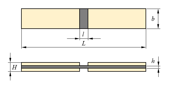 Probekörper End-Loading Durckversuch DIN EN 2850 Verfahren B, Boeing BSS 7260, SACMA SRM-1R-94 Probenform und Probenabmessungen nach DIN EN 2850 Verfahren B, Boeing BSS 7260 und SACMA SRM-1R-94
